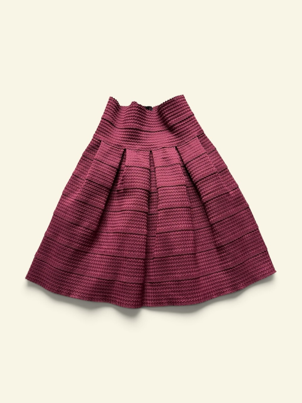Girls from Savoy Burgundy Textured Pleated A-Line Skirt Scalloped High Waist S